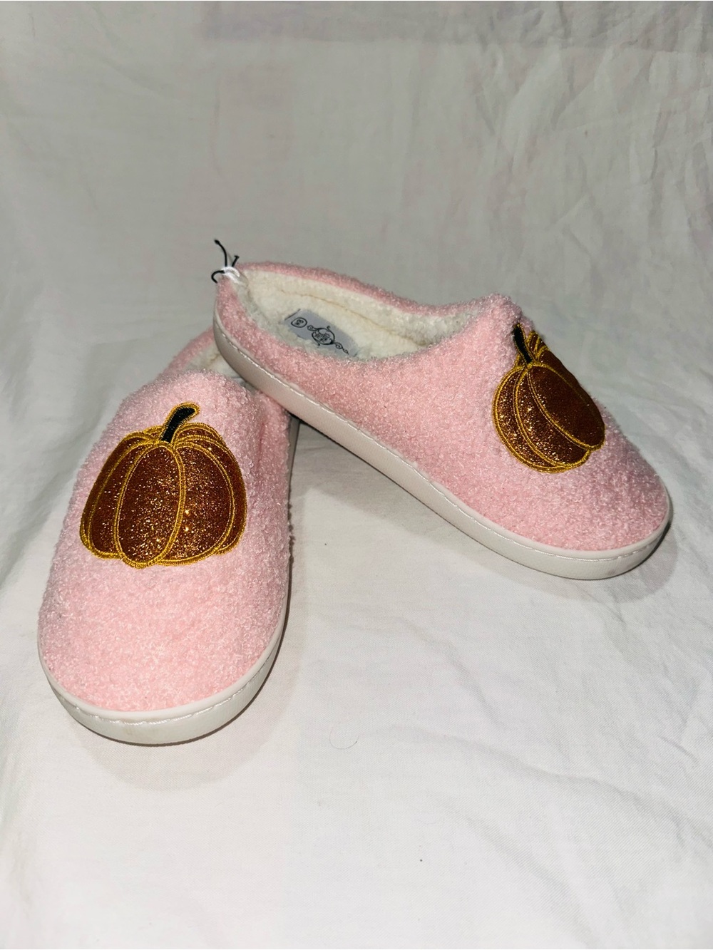 Women’s Pink Pumpkin Slip-On Plush Slippers